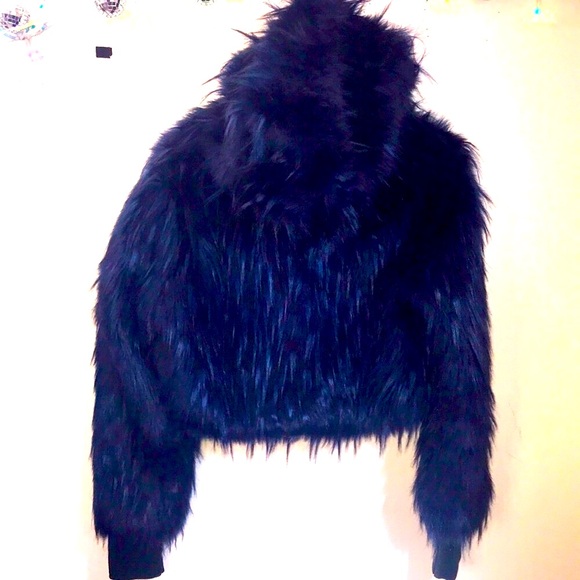 🖤🆕DK x Widow Blue & Green Snap Up Faux Fur  Jacket!Sz S!BNWT! NEVER WORN!SO!🦇 - Picture 7 of 9